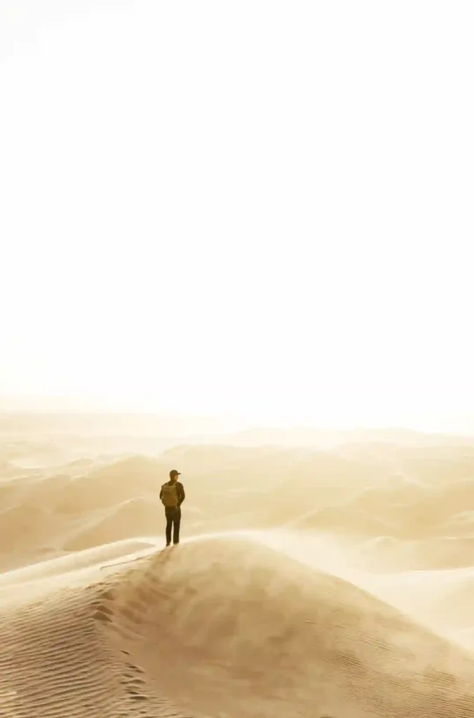 Desert exploration on foot